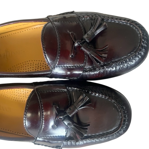 Cole Haan Mens Pinch Tassel Penny Loafers Burgundy Slip On Dress Shoes Size 9.5 - Picture 3 of 7